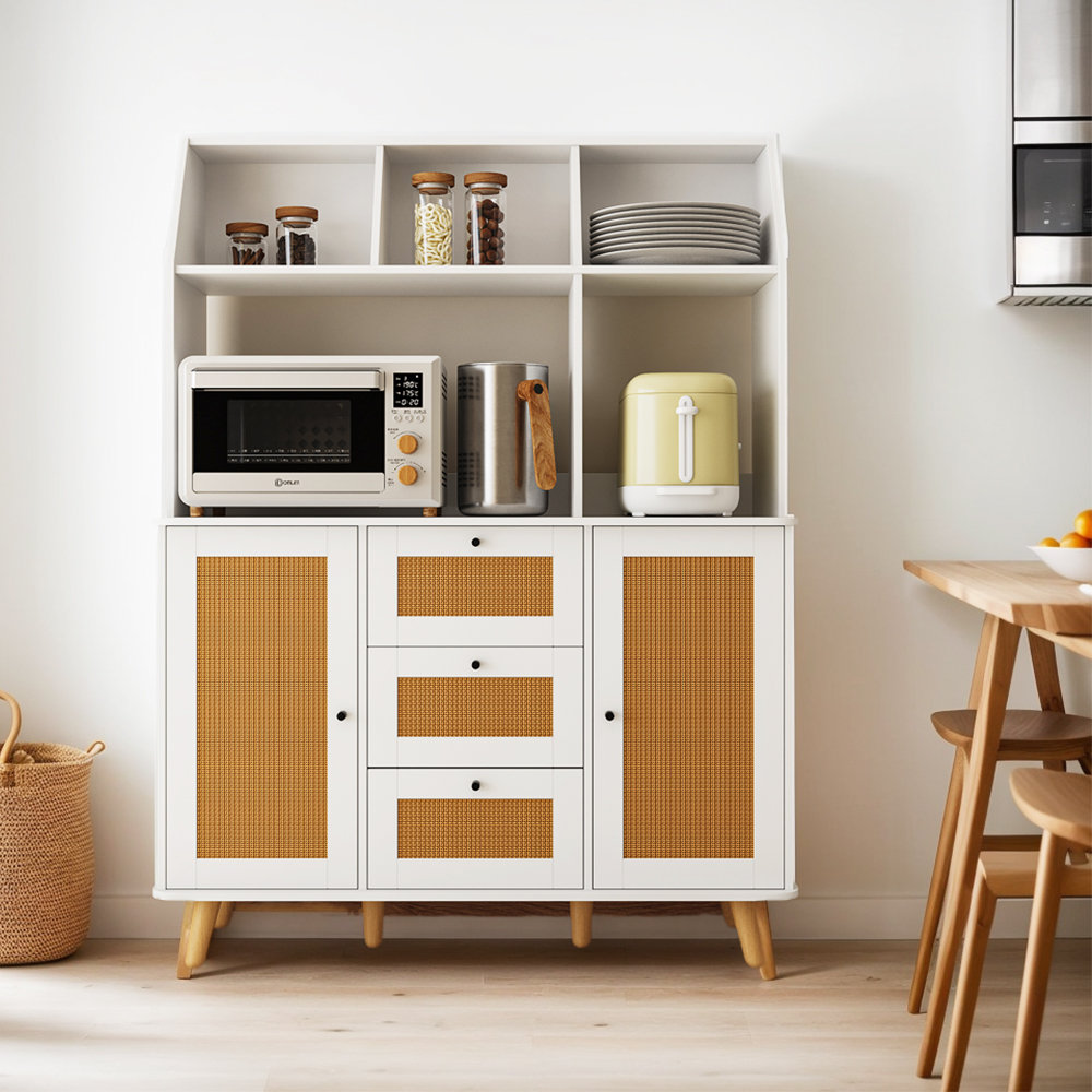 Bay Isle Home 46"W Rattan Kitchen Pantry Buffet Cupboards